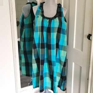 Cottagecore checkered sleeveless dress by GSus. Size large. EUC